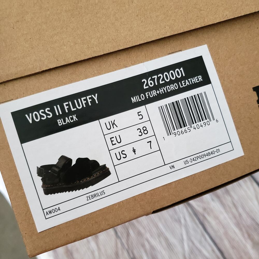 DR. MARTENS Voss II Fluffy faux fur leather strap sandals 7 - Picture 5 of 9